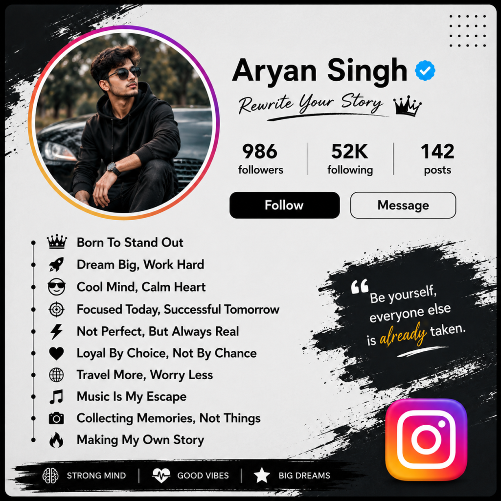 Bio for Instagram for Boy Cool, Stylish and Unique Ideas